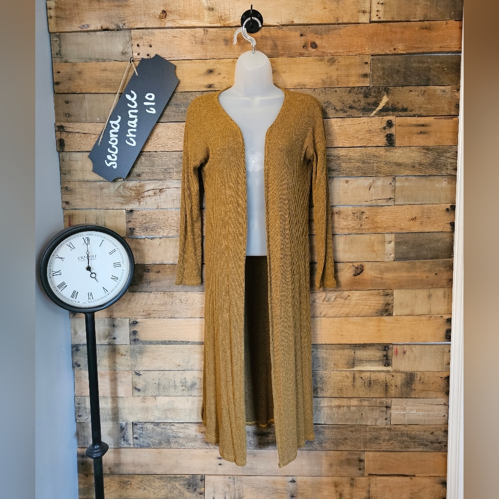 SALE-See You Monday women's Dijon yellow and black open lomg cardigan size M
